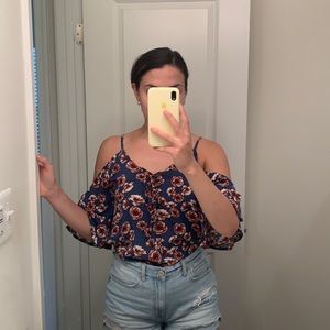 LA Hearts open shoulder top